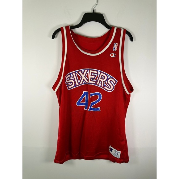 Champion Other - Champion NBA 76ers Jersey Mens 48 Stackhouse 42 Red Sewn Logos Mesh Vintage